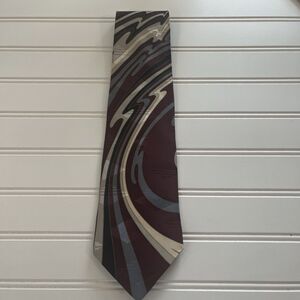 Zylos George Machado 100% Italian Silk Patterned Tie Maroon Blk Gray Made In USA